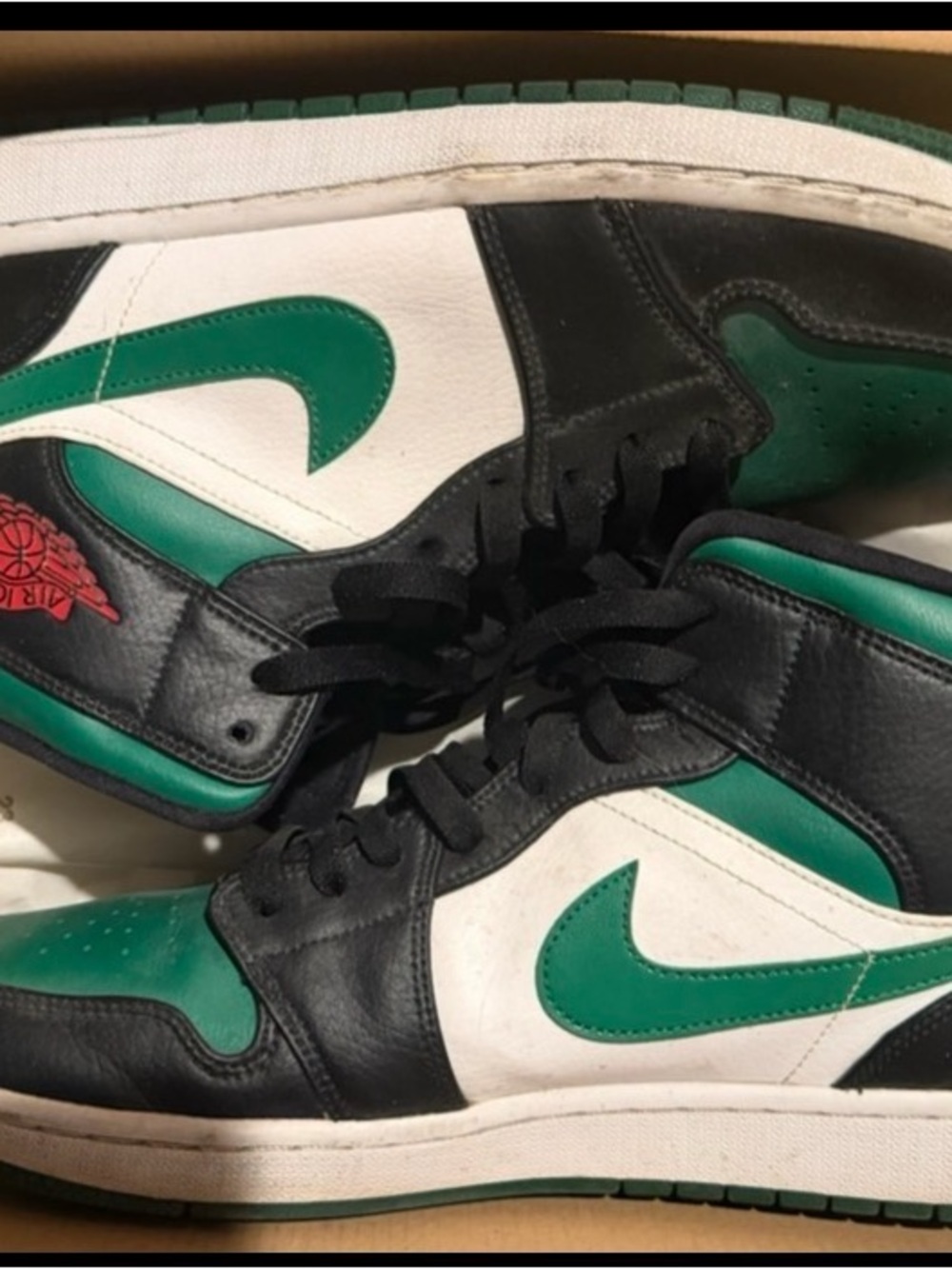 Nike Men’s High-Top Sneakers in Green, Black & White